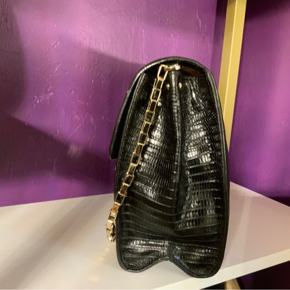 Kate Spade Black Large Scarlette Carroll Park Embossed Exotic Bag - Picture 4 of 10